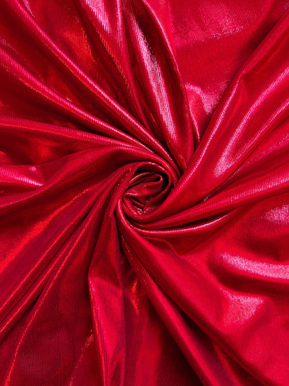 Halo Holographic Button-Up Blouse: Red Tinsel / L/XL