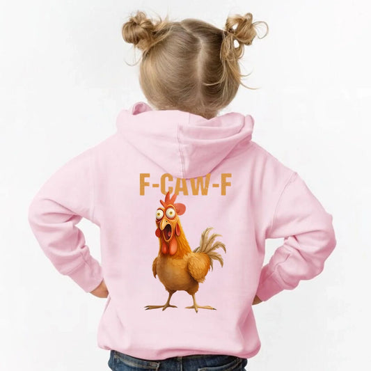 Funny F-Caw-F Chicken Back Print Kids Hoodie