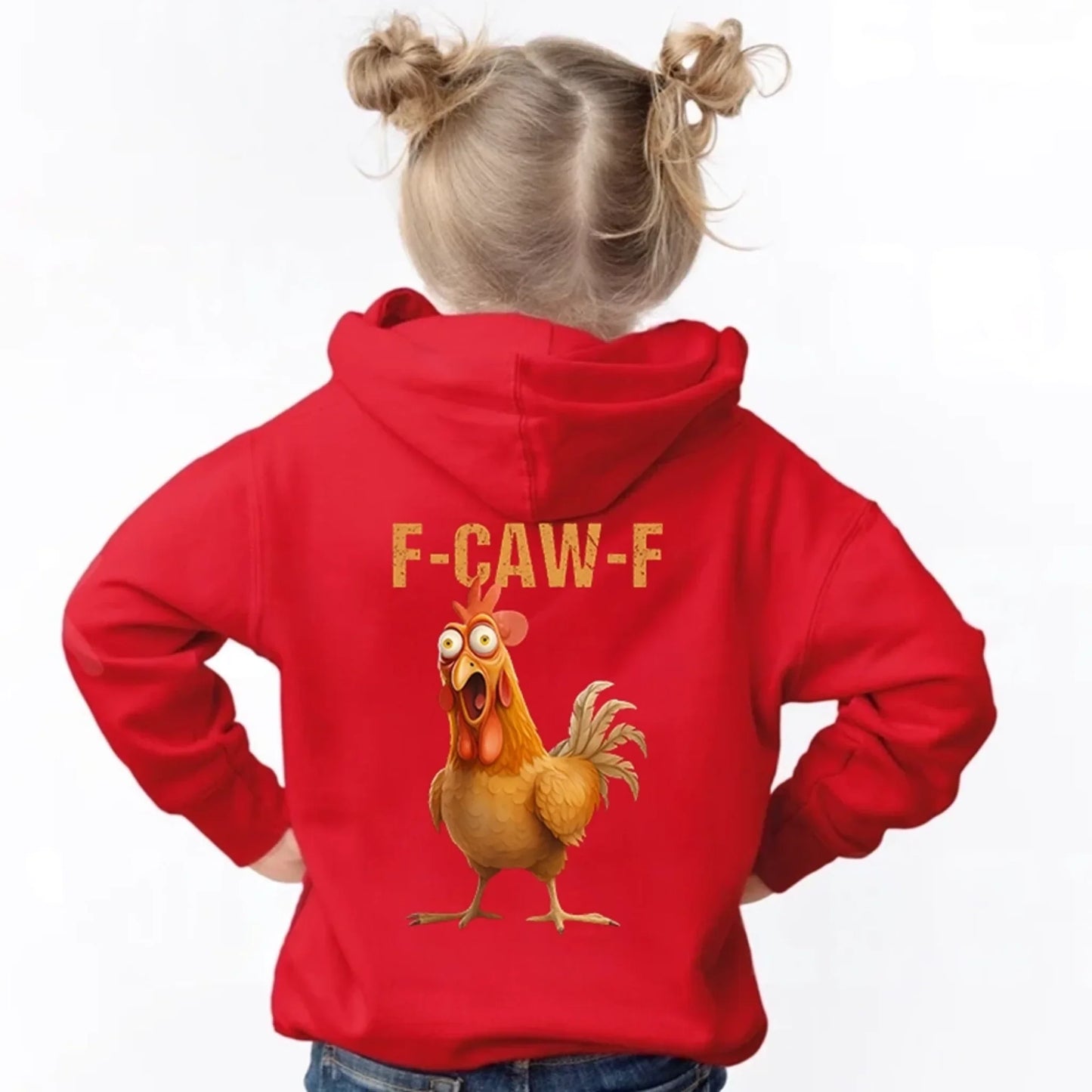 Funny F-Caw-F Chicken Back Print Kids Hoodie