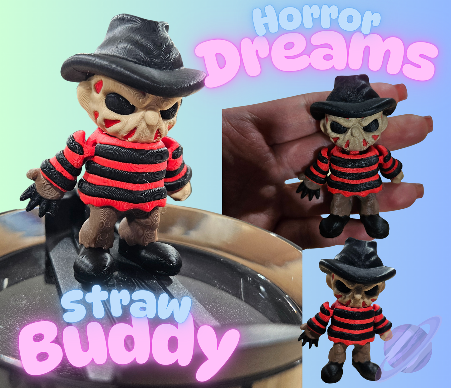 ARTSY CLOWN-3D PRINTED STRAW BUDDY