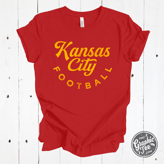 Kansas City Football Red and Gold Short Sleeve Tee