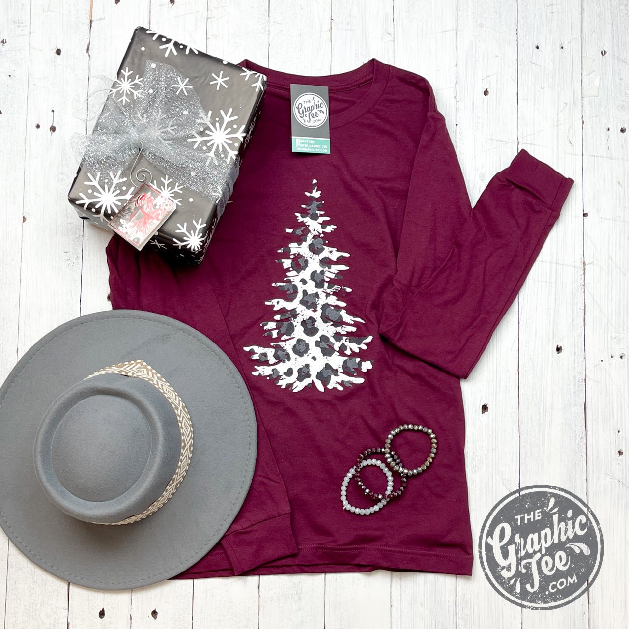 Leopard Tree - Solid Maroon Long Sleeve Tee