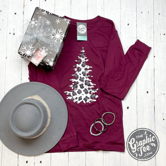 Leopard Tree - Solid Maroon Long Sleeve Tee