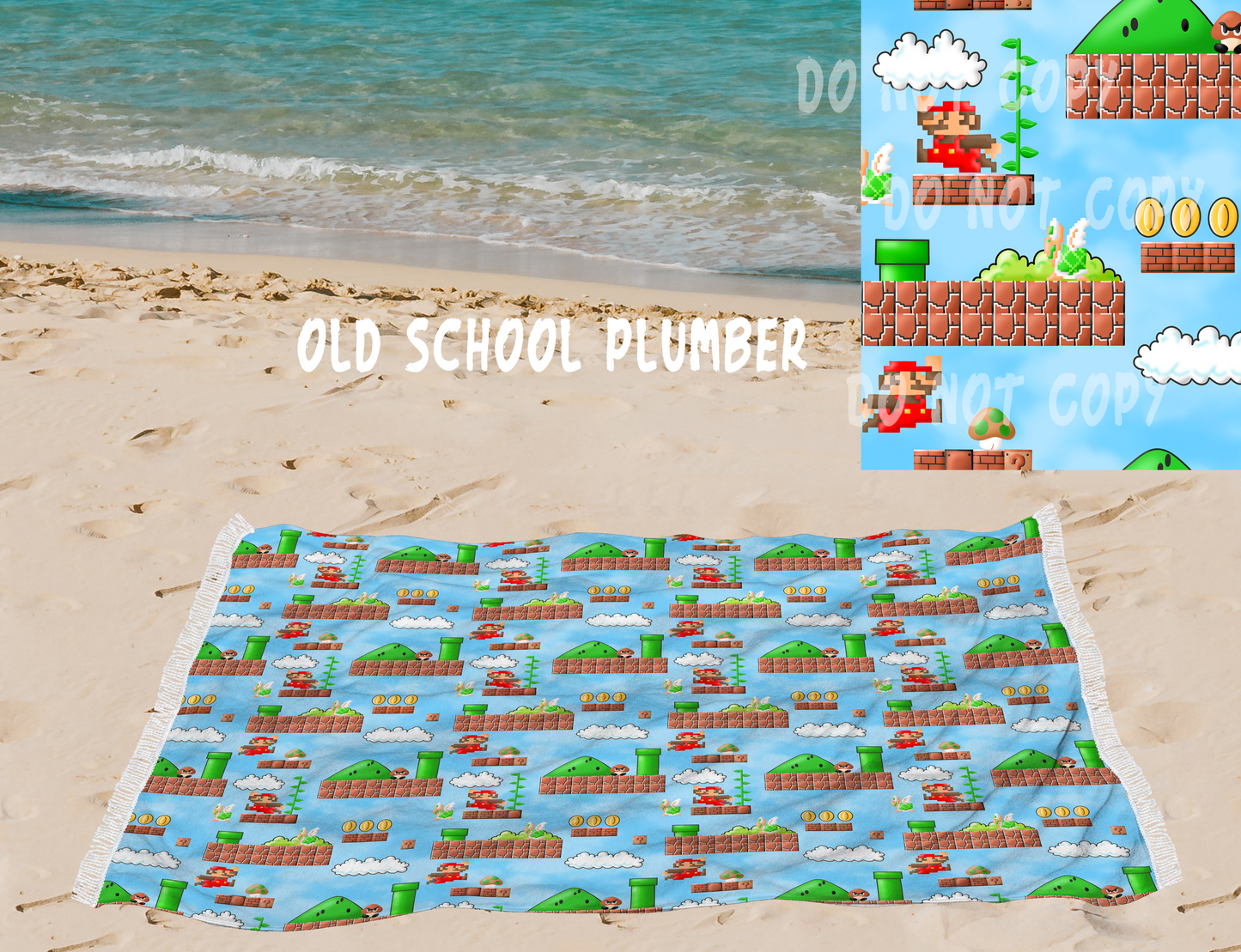 Old School Plumber-OVERSIZED BEACH TOWEL 6-PREORDER CLOSING 3/20