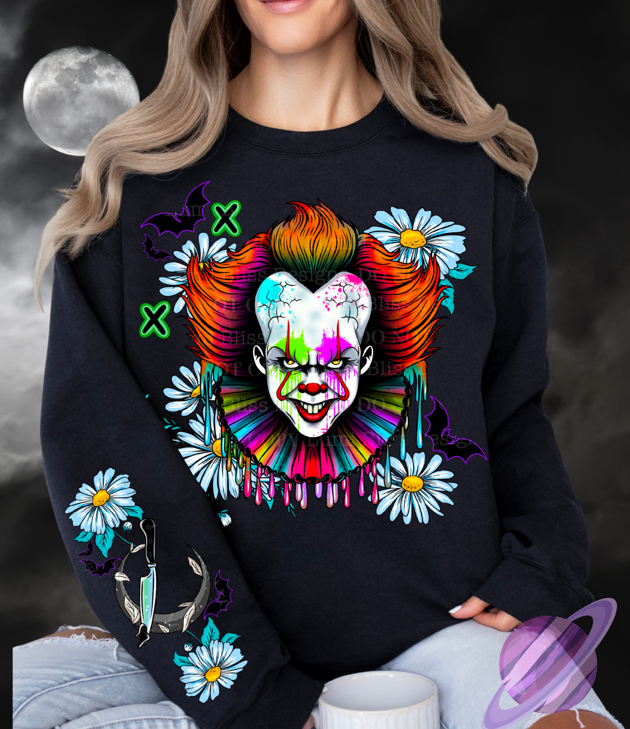 PAINT PENNY- CREW SWEATSHIRT W/ SLEEVE PRINT