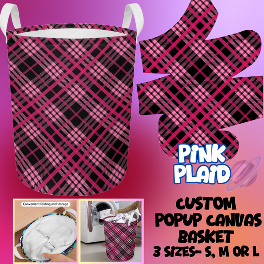 PINK PLAID- STORAGE BASKETS 6- PREORDER CLOSING 5/4