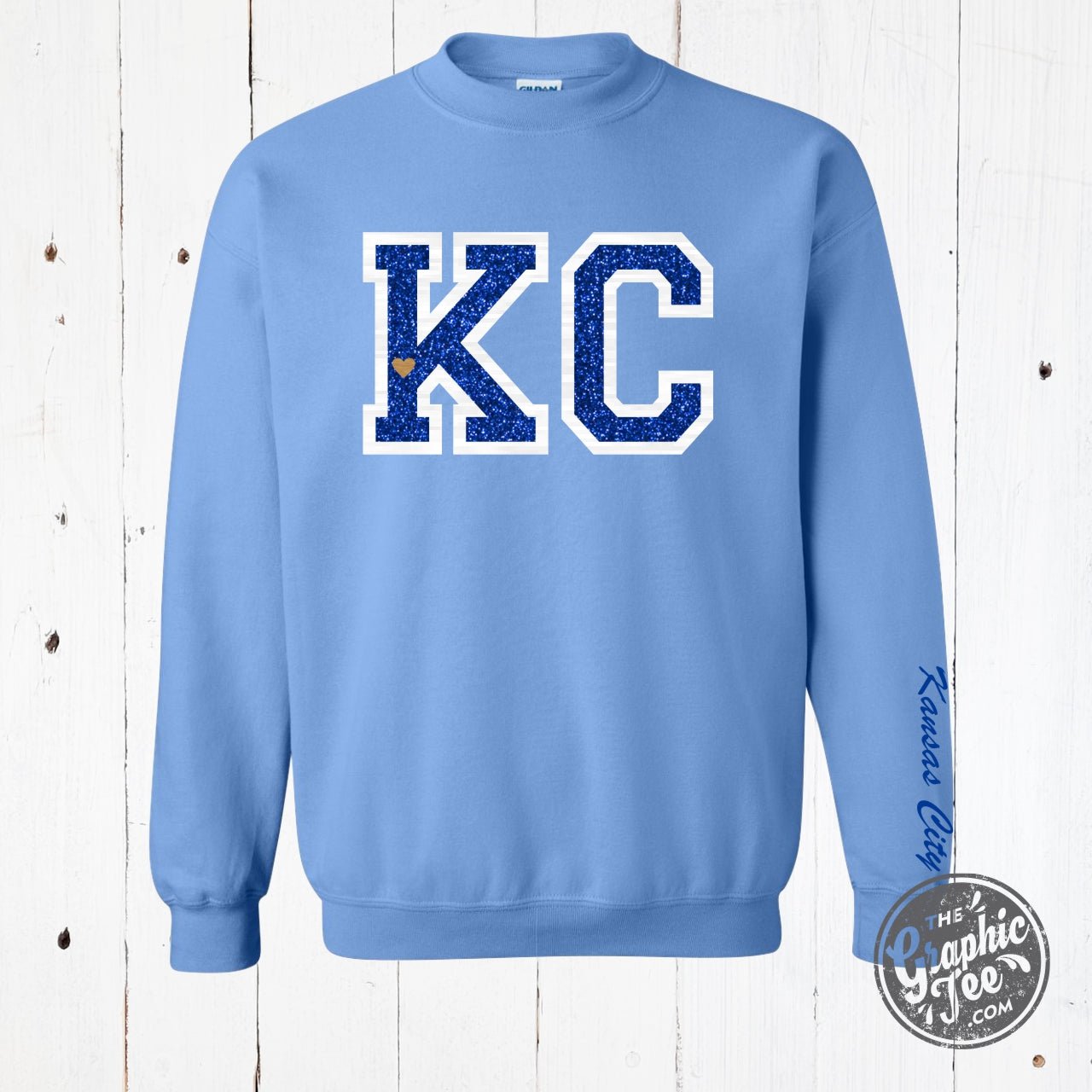Powder Blue KC Glitter Applique Crewneck Sweatshirt