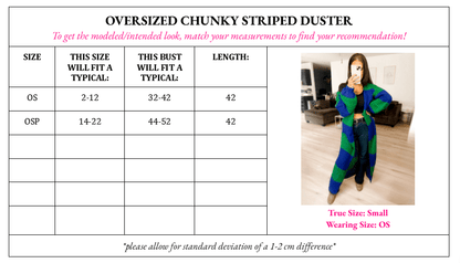 PRE ORDER Oversized Chunky Striped Balloon Sleeve Duster - Girl Code Couture