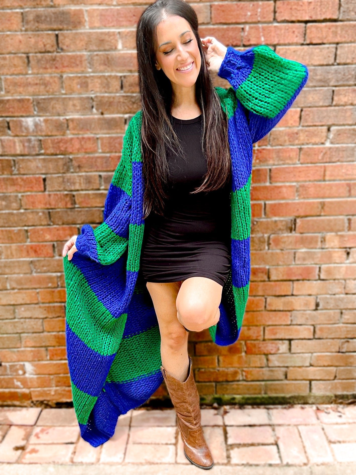 PRE ORDER Oversized Chunky Striped Balloon Sleeve Duster - Girl Code Couture