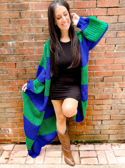 PRE ORDER Oversized Chunky Striped Balloon Sleeve Duster - Girl Code Couture