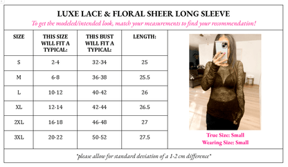 PREORDER Luxe Lace and Floral Textured Long Sleeve Sheer Top - Girl Code Couture