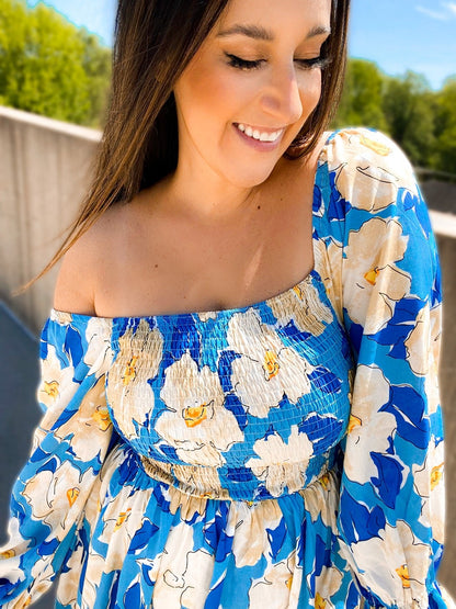 Sabrina Smocked Bell Sleeve Dress - Girl Code Couture