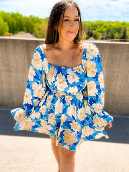 Sabrina Smocked Bell Sleeve Dress - Girl Code Couture