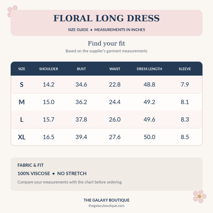 Long Floral Maxi Dress – Flowy V-Neck Dress with Side Slit