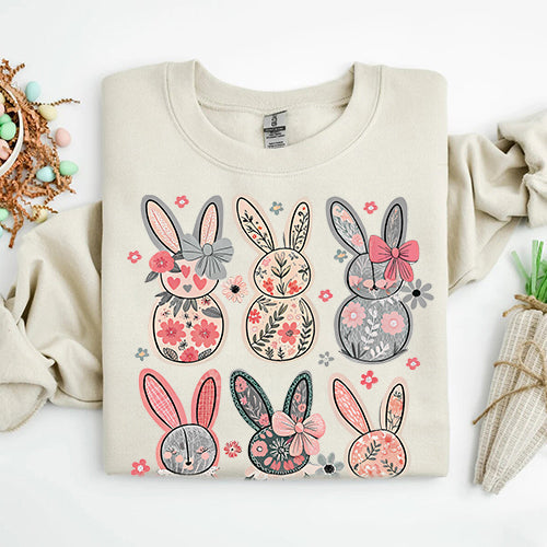 Coquette Easter Bunny Floral Sweatshirts