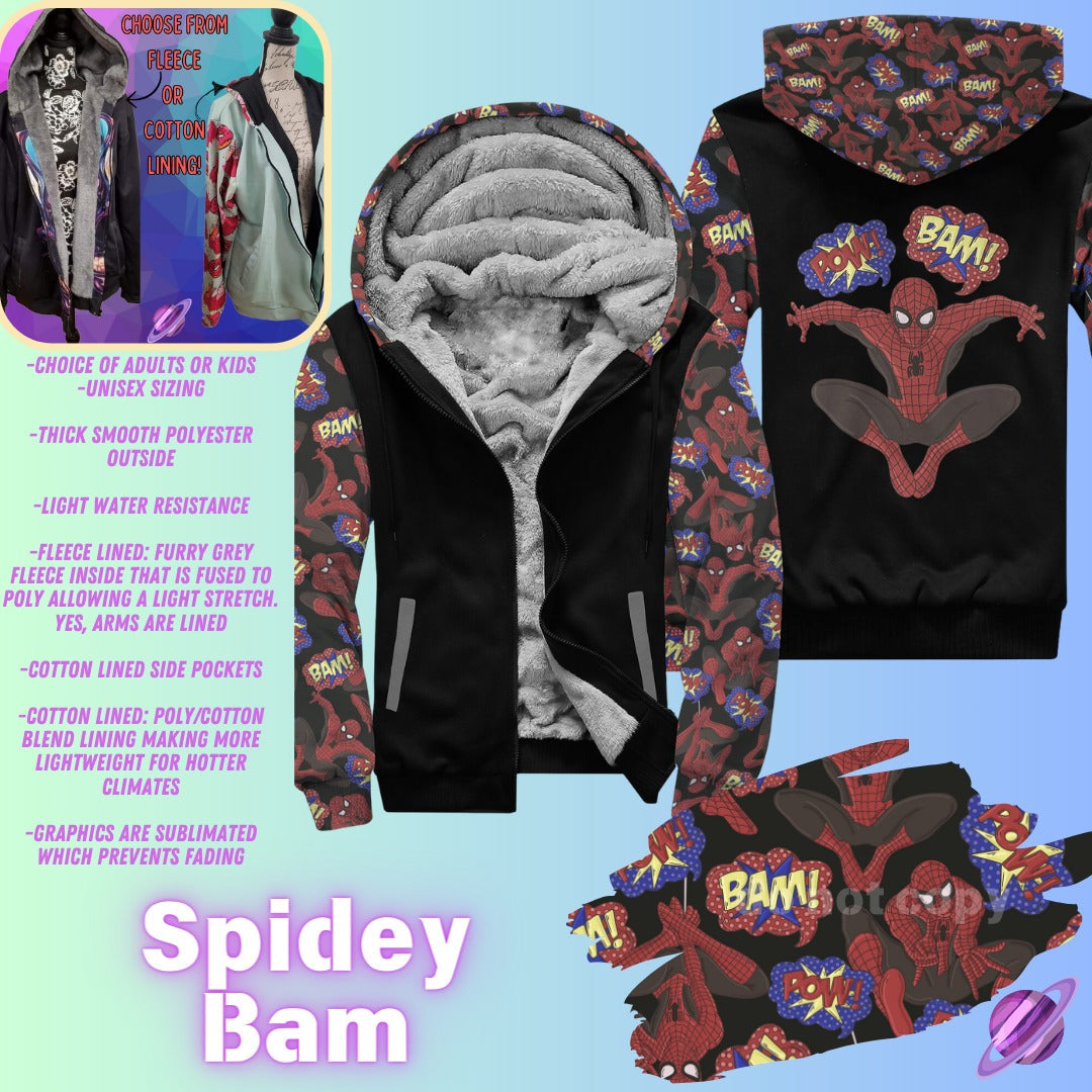 JACKET RUN 14-SPIDEY BAM-FLEECE OR COTTON LINER-PREORDER CLOSING 12/16