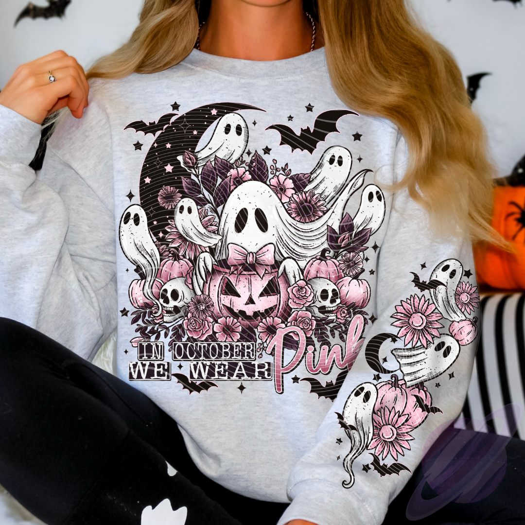 SPOOKY BC- CREW SWEATSHIRT W/ SLEEVE PRINT