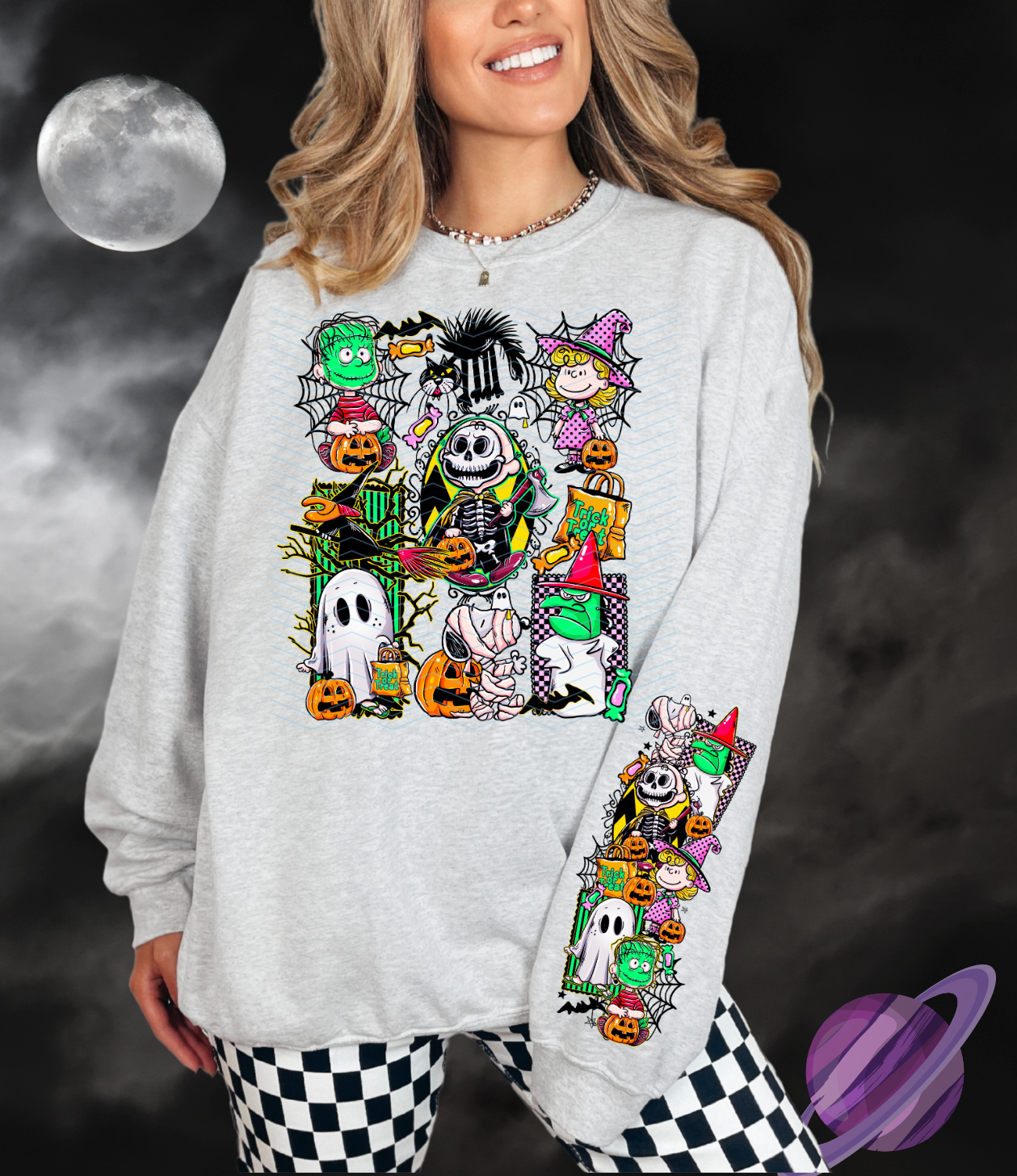 SPOOKY CB- CREW SWEATSHIRT W/ SLEEVE PRINT