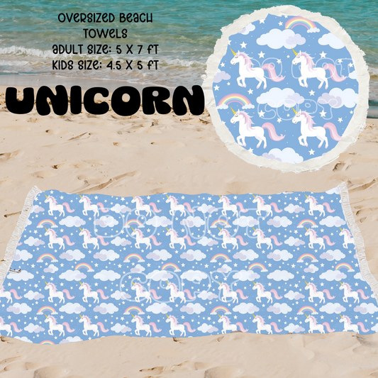 Unicorn -OVERSIZED BEACH TOWEL 6-PREORDER CLOSING 3/20
