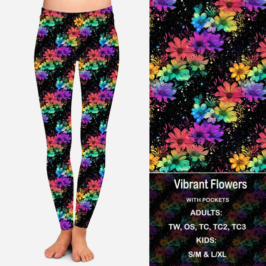 Vibrant Flowers Leggings & Capris with Pockets