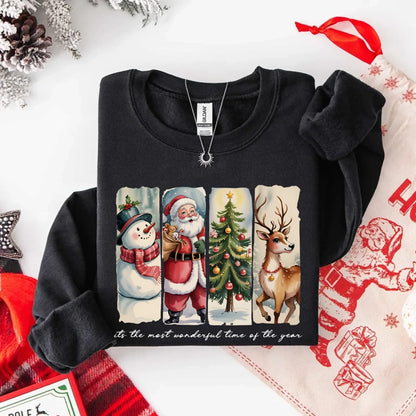 Vintage Santa Sweatshirt Wonderful Time Christmas Crewneck