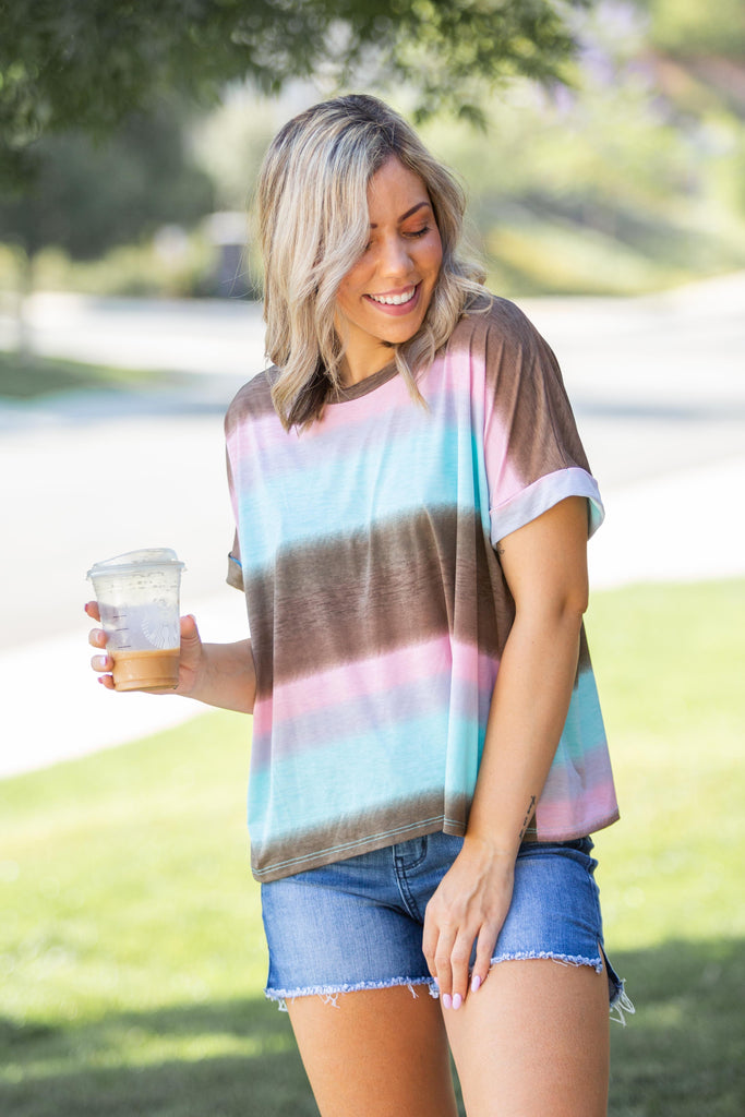 Gradiently Striped Boxy Tee