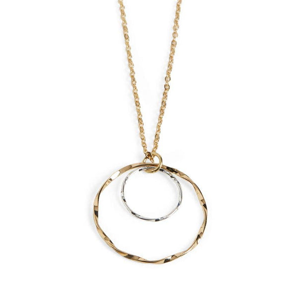 Wavy Double Hoop Necklace - Gold and Silver