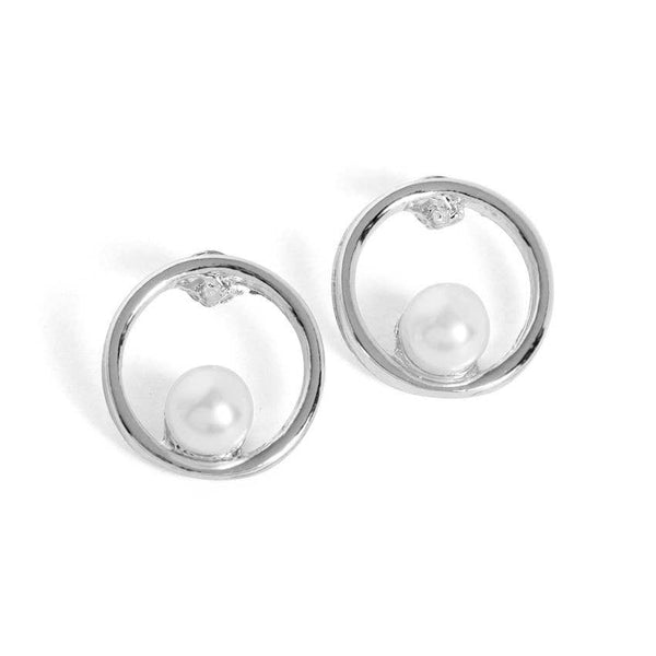 Silver Stud with Pearl Earrings