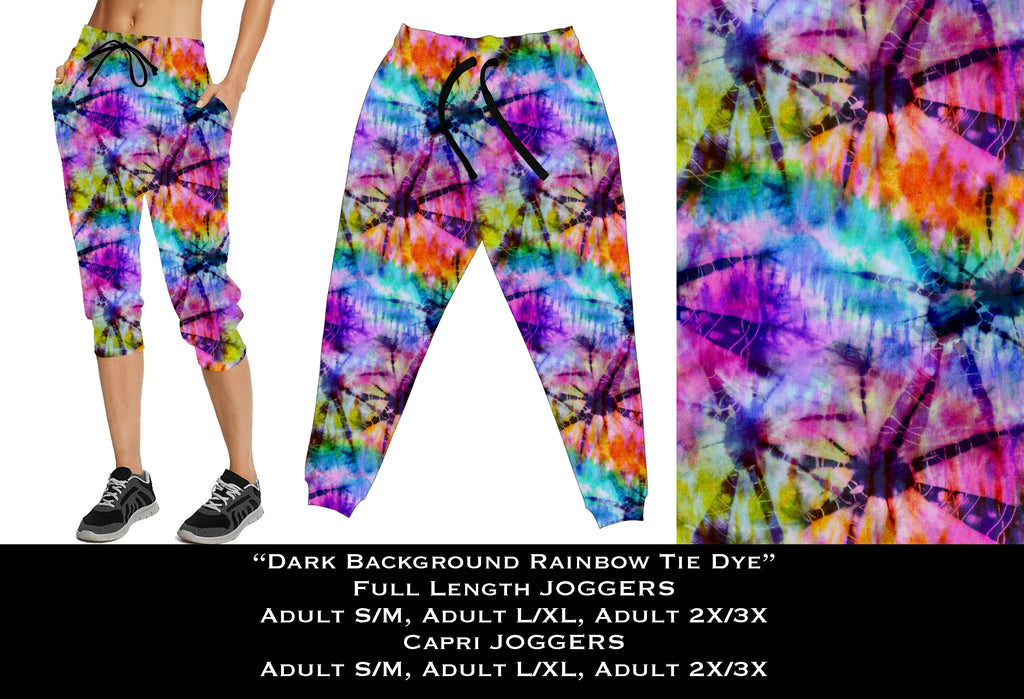 Dark Rainbow Tie Dye - Full & Capri Joggers