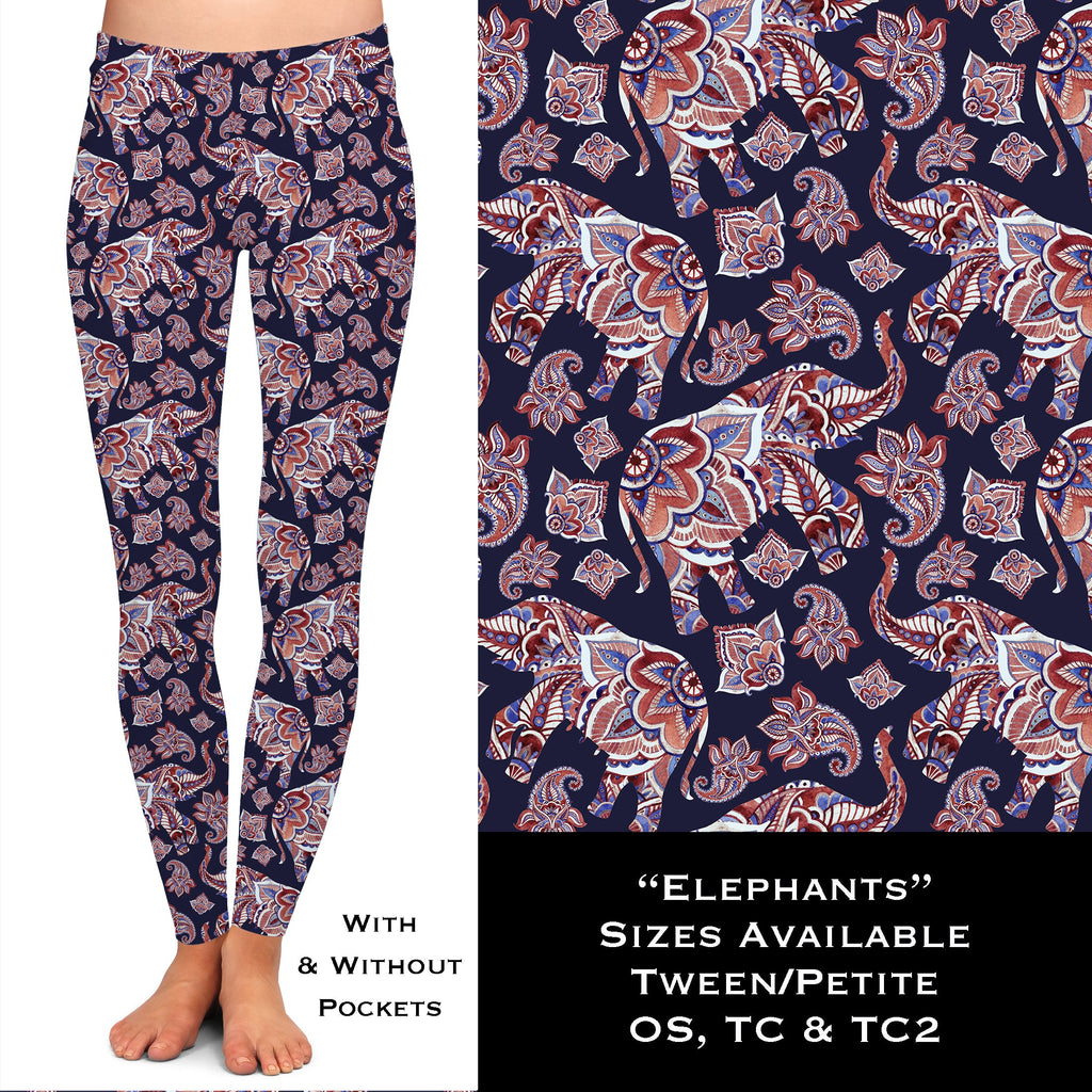 Elephants - Leggings with Pockets