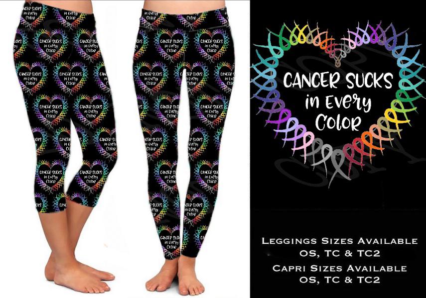 Cancer Sucks full or capri  leggings w/pockets - BF @BG