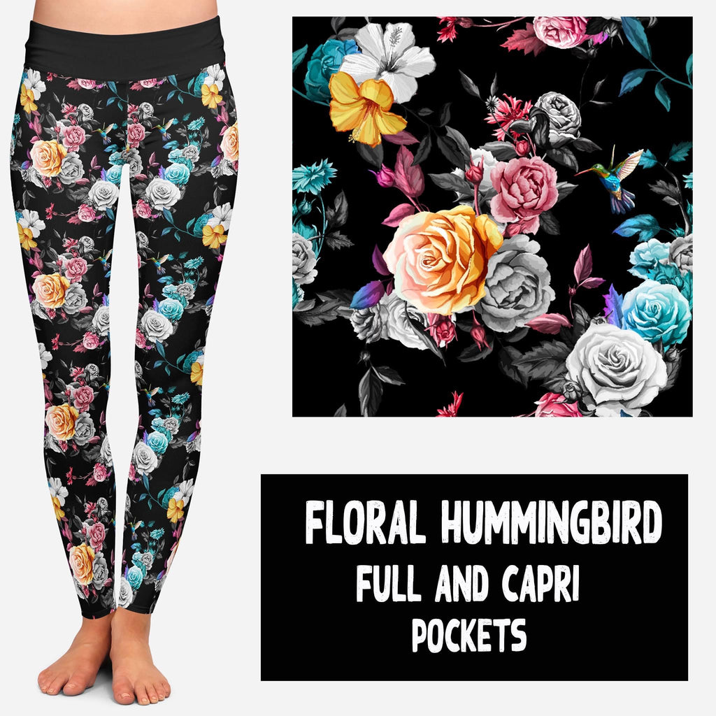 Floral Hummingbird Capri Pocket Legging by GL @BG