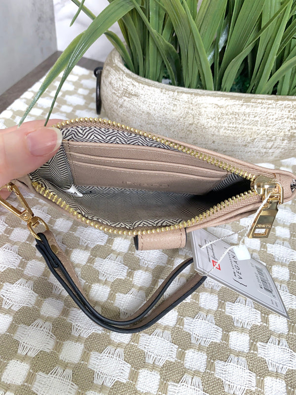 Pearl Wallet Clutch w/ Inner Cardholders in Taupe