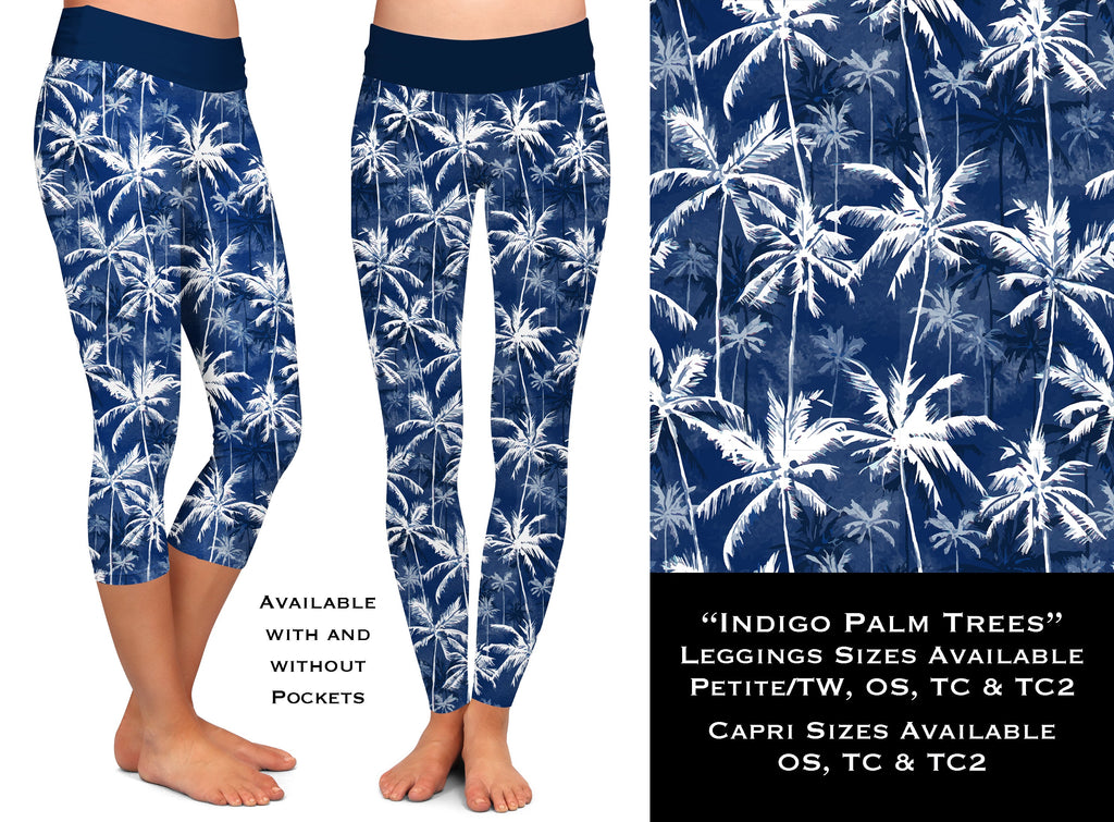 Indigo Palm Trees - Legging & Capri