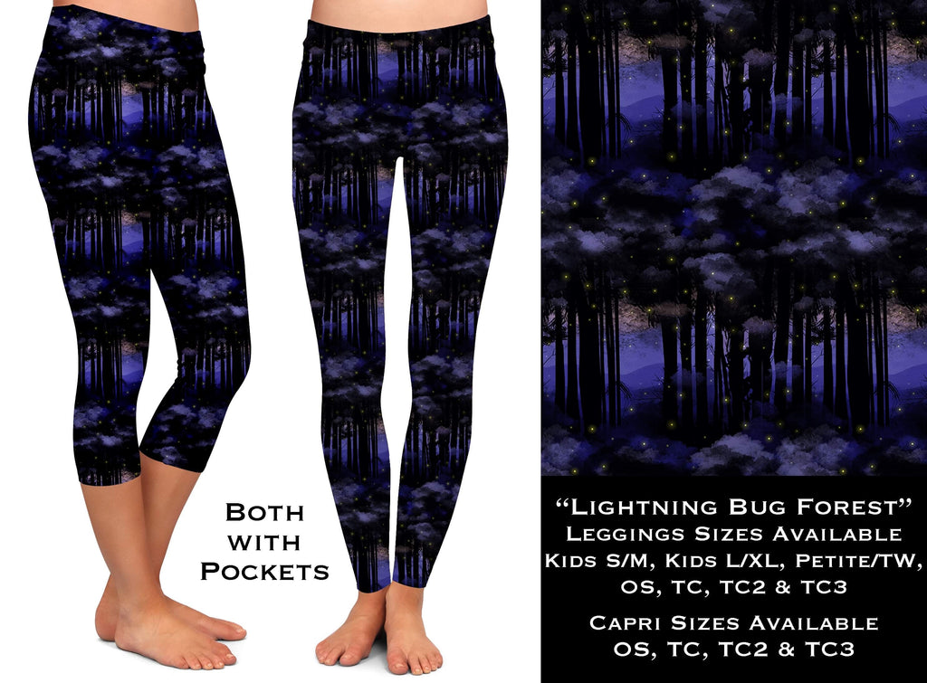 Lightning Bug Forest - Full & Capri Leggings w/Pockets
