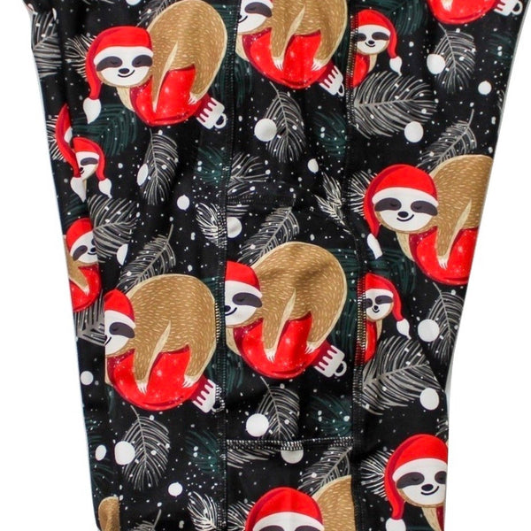 Santa Hat Sloths Full Length Legging with Pockets by WH