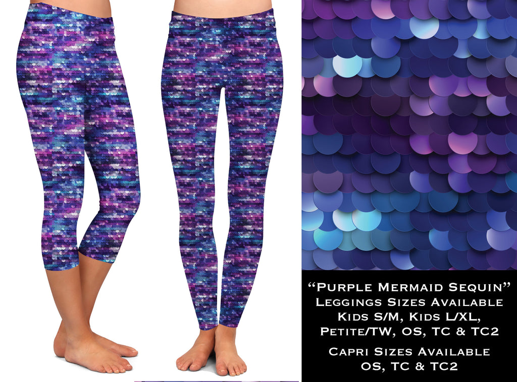 Purple Mermaid Sequins - Legging & Capri