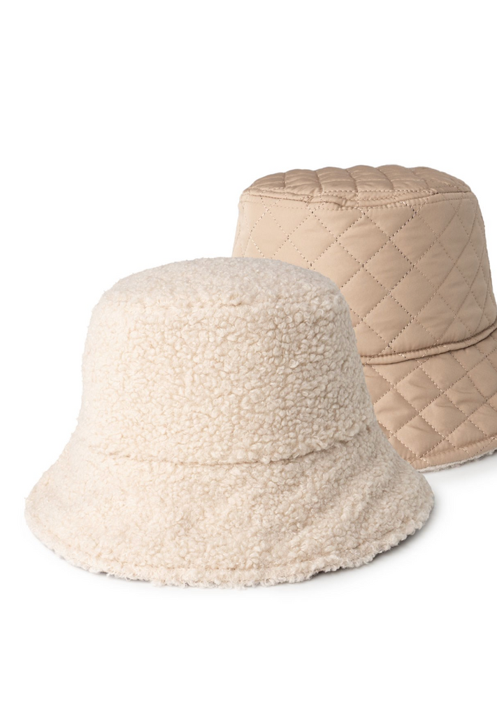 Reversible Sherpa Bucket Hat in Oatmeal
